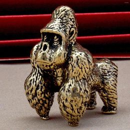 Figurines décoratives Mini Gorille Sculpture Artisanat Adorable Décor À La Maison En Laiton Bureau Chimpanzés Pour Étagère Table Chambre Salon De Thé