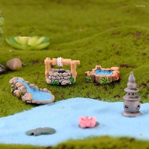 Figurines décoratives Mini ornement de Style chinois limité pour décor de jardin phare puits pont Miniature artisanat fée Pot décoration