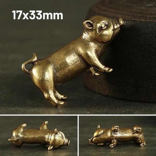 Figurines décoratives mini cuivre pur chinois pour les ornements du zodiaque Pendants en métal ornement de bureau petit bronze décor