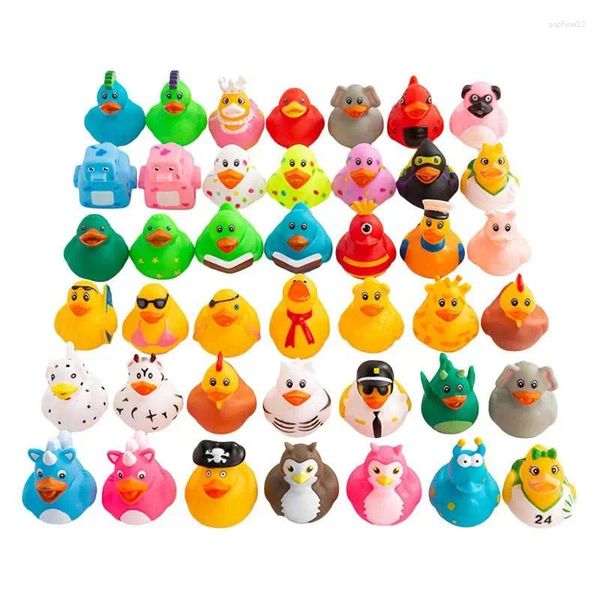 Figuras decorativas mini patos de goma de goma ducky bañera ducha juguete favores de cumpleaños de la fiesta de natación juguetes 20pcs para