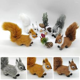 Figurines décoratives Mini écureuil en peluche, ornement Animal, décorations de Table de noël, cadeau d'anniversaire pour enfants, artisanat Miniatures mignons