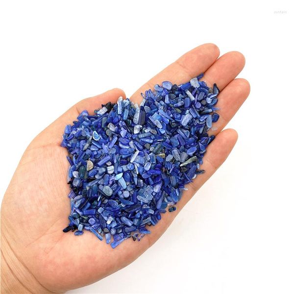 Figuritas decorativas Tamaño mini 50 g Mineral natural precioso Espécimen de cristal de cianita Chips de piedra Chip de piedras preciosas azules para la decoración curativa de Reiki