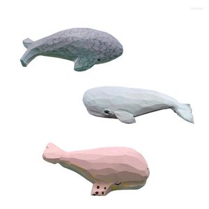 Figurines décoratives Mini Statue de baleine en bois, ornement sculpté, Sculpture animale, jouets pour enfants