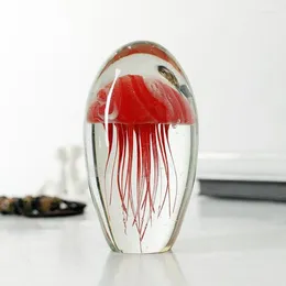 Decoratieve beeldjes Miniatuur 3D Jellyfish Crystal Model Glass Paperweight Art Ocean Gift Handmade Crafts Fengshui Home Decor