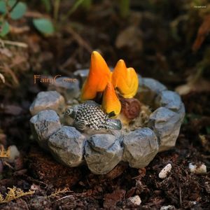 Figurines décoratives miniatures feu de camp grillades poissons jardin bois pierre feu de joie résine fée Mini Gnomes accessoires fournitures