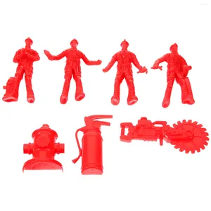 Figurines décoratines Brigade miniature Brigade Toys Kid Extinger Plastic Sand Table Table Firemen Figure