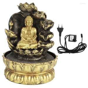 Figurines décoratives Miniature LED innovante statue de bouddha cascade fontaine ornement de table avec pompe à eau pour la décoration de la maison