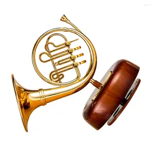 Decoratieve beeldjes miniatuur tuba met roterende muzikale basis creatieve klassieke instrumenten doos bureaublad ornamenten voor