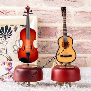 Decoratieve beeldjes miniatuur vioolmodel muziekbox mini gitaar muziekboxen instrument ornamenten display kerstcadeaus