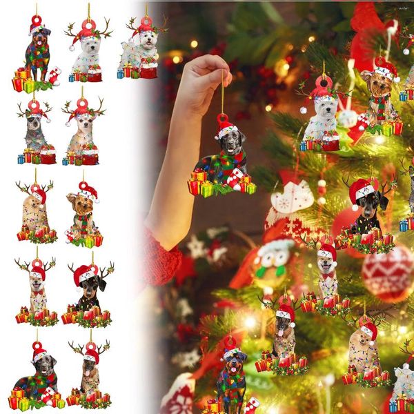 Figurines décoratives miroir balle mini vitrail coeur décoration intérieure décoration suspendue chien acrylique plan pour les gnomes de voiture pas Noël