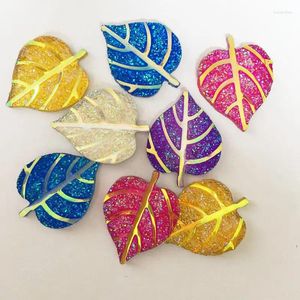 Les figurines décoratifs mélangent la résine paillette kawaii feuille à plat armatage cabochon hinstone 15pcs bricol