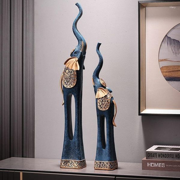Figurines décoratives Éléphant moderne léger de luxe créatif en résine, ornements artistiques, décoration de sol, grand à côté du meuble TV, de la maison, du porche, de l'atterrissage