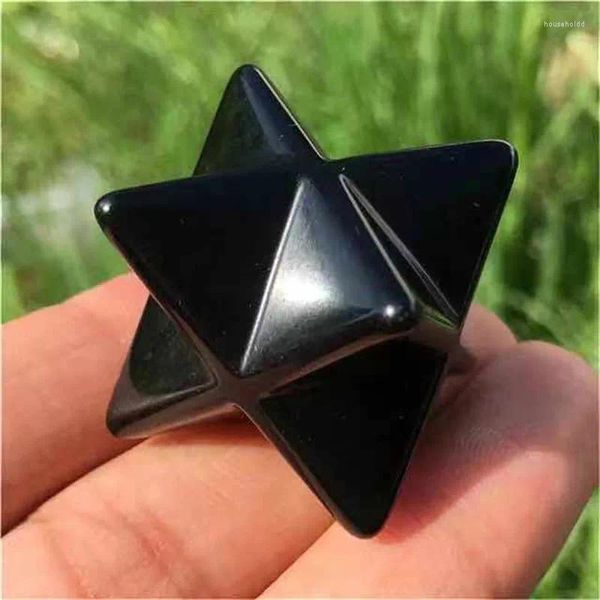 Figurines décoratives mokagy 1pc Obsidien naturel Lucky Gemstone sculpté Géométrie sacrée solides platoniciens Crystal Merkaba Star