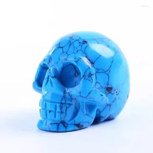 Figurines décoratives MOKAGY 2 pouces naturel bleu Turquoise Quartz cristal crânes sculptures Figurine 1pc