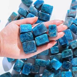 Figurines décoratives MOKAGY 20mm-25mm Apatite bleue naturelle pierre polie Quartz cristal gravier pour la décoration de guérison 10 pièces