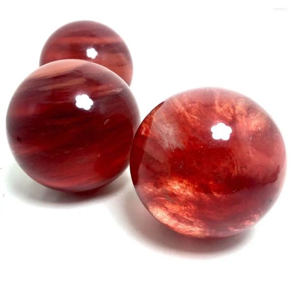 Figuras decorativas Mokagy 8cm-9cm Semana de cuarzo Red Stone Polised Crystal Ball Sphere para curación 1pc