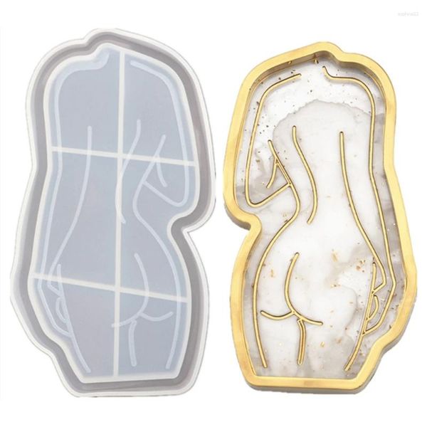 Molde de figuritas decorativas para manualidades, herramientas para hacer joyas, modelo femenino, plato, bandeja abstracta de cuerpo de silicona para niña