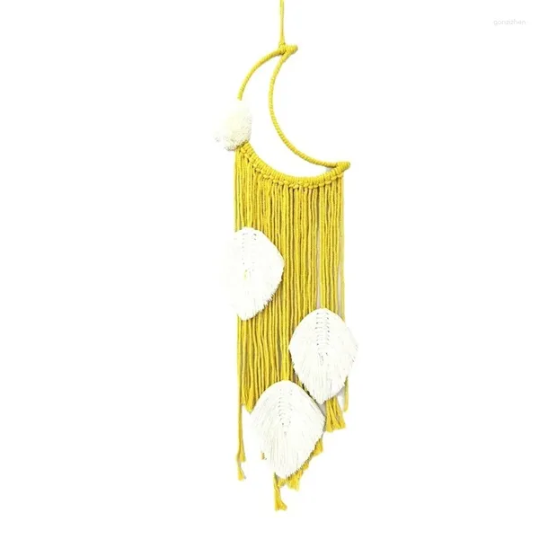 Figuras decorativas Tapiz de pared tejida de luna colgante Material de cuerda de algodón amable de ambiente suave 594c