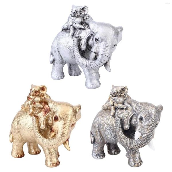 Figuras decorativas Madre e hijos de la estatua de escultura de elefante para decoración del oficina en casa delicado