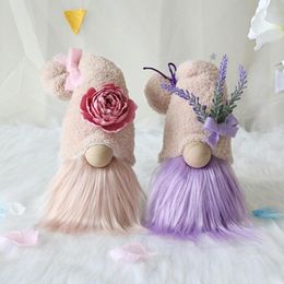 Figurines décoratives fête des mères décoration poupée sans visage cadeaux de fête Gnome Rose lavande peluche maison