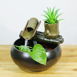 Figuras decorativas Fuente de agua interior multifuncional Mini pecera Maceta de mesa con sonido relajante para la decoración de la oficina y el hogar