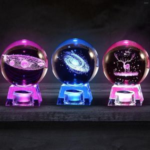 Decoratieve beeldjes Music Box Crystal Ball Snow Globe Glass Lights Universe Moon Galaxys Earth Crafts Home Desktop Decor Girlfriend's