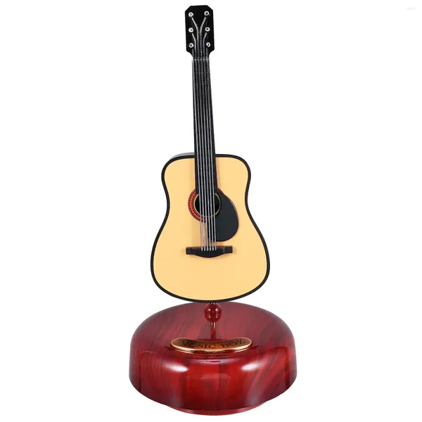 Figuras decorativas Guitarra de caja de música con base de escritorio de la oficina del hogar de la base giratoria