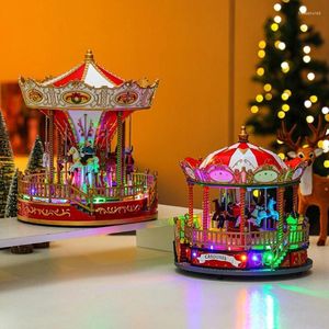 Figurines décoratives boîte à musique, lumières LED clignotantes, carrousel, ornements, cadeaux d'anniversaire et de mariage pour enfants, bureau à domicile, livraison directe