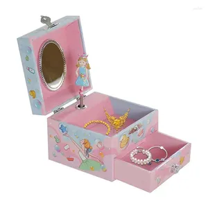 Decoratieve beeldjes Musical Jewelry Box Cute Rotating Girl Music met spiegellade houten ballerina voor meisjes Kids Kerstgeschenk