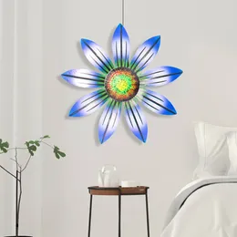 Decoratieve beeldjes Muy Bien Iron Art Blue Daisy Bloemblaadjes Wall Hanging Decoratie Huiskamer Ornamenten Outdoor Balkon Courcyard Decor