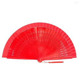 Figuras decorativas Muy Bien Abanico plegable de mano de madera español Cheongsam Pasarela Danza Accesorios para actuaciones Celebración de bodas Rojo