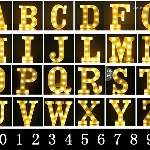 Figurines décoratives nom lettres Alphabet lettre LED lumières numéro lumineux lampe veilleuse mariage anniversaire fête de noël décor