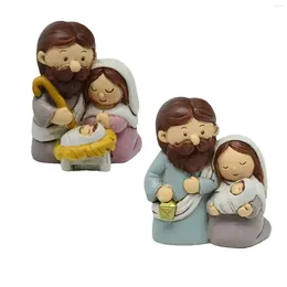 Figurines décoratines Nativity Scene Figures Collection Cadeaux miniatures Sainte Famille catholique pour le bureau de la chambre à coucher du jardin