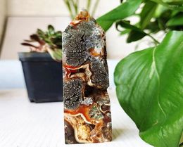 Figurines décoratives Agate Natural Crystal Tower Stone Wand Point Point Room Decoration et pyrite Mineral Symbitiont Ornements Reiki Heal5389865