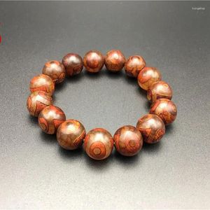 Figurines décoratives Bracelet de perles en pierre d'agate naturelle pour hommes, soins de santé magnétiques pour dames, bijoux d'âme, cadeau de Style tibétain, Dzi à trois yeux