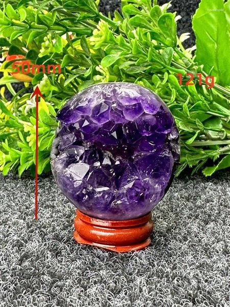 Figurines décoratives Améthyste naturelle Brésilienne Cristal Cave Quartz Cluster Thérapie Reiki Ouverture Sourire Boule Chance Fortune Prière Feng Shui