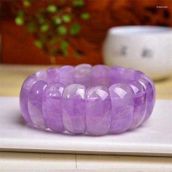 Figuras decorativas Amethyst Amethyst Bangle Fashion Sweet Reiki Healing Energy Strand Girls Jewellry Regalo 1 PCS 12x22 mm