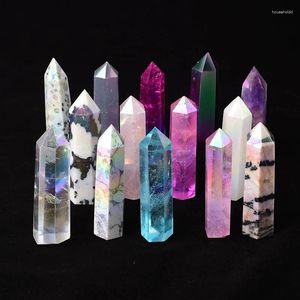 Figurines décoratives, Aura naturelle, Quartz propre, pointe de cristal colorée, pierre de guérison, méditation, décoration d'intérieur, tour de chakra polie Reiki