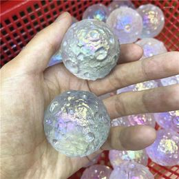 Decoratieve beeldjes Natuurlijke Aura Clear Quartz Kristallen bolballen Uitgebrachte maanbalgenezing Stone voor volksambachten