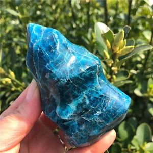Figurines décoratives Natural Blue Apatite Crystal Stone Flame Fleu
