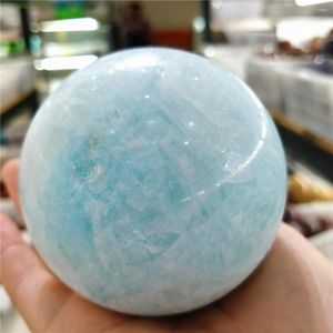 Figurines décoratives opale bleue naturelle, véritables pierres précieuses, boule minérale rare, sphère de Quartz Druse Reiki, ornement esthétique, roches de cristal pour salle