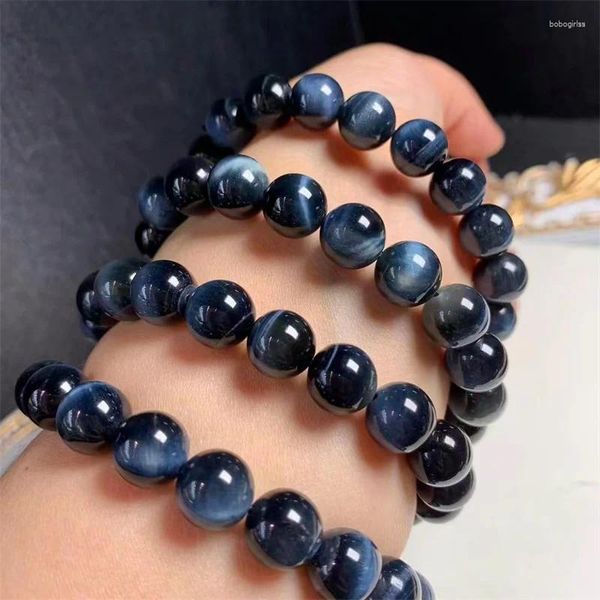 Figurines décoratives Natural Blue Tiger Eye Stone Bracelet Energy Crystal Aura Healing Yoga Elastic Couple Jewelry Gift 1PCS 10 / 12MM