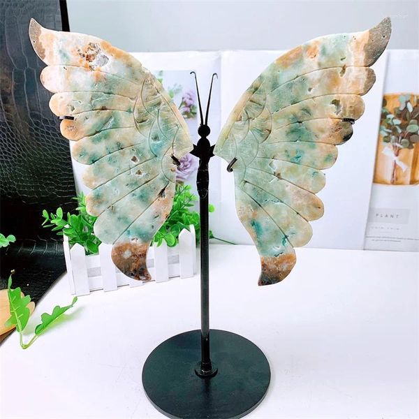 Figuras decorativas Alas de mariposa de color natural Crafts Crystal Crafts Healing Gemstone Girl Cumpleaños Presente del hogar 1 Pair