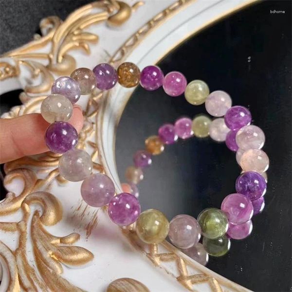 Figurines décoratives bracelet mica coloré naturel fait à la main reiki cristal fortune énergie bracelet minéral femme amulette bijoux cadeau 9 mm