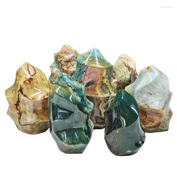 Figuras decorativas Artesanías naturales Cristales de curación espiritual Ocean Jasper Torch en venta