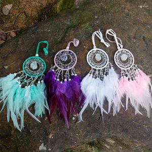 Decoratieve beeldjes Natural Crystal Dream Catchers 7 Chakra Gemstone Catcher Amulet Feather Slaapkamer Wall Hangende Decor Decor