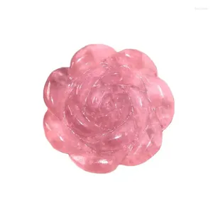 Decoratieve beeldjes natuurlijk kristal roze roos bloemvormige stenen handgesneden bloemen genezing decor geschenken kwartskristallen