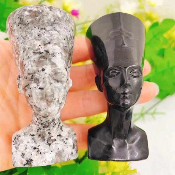 Figurines décoratives Natural Crystal Quartz Pharaonic Sculpture Egypt Coltving Artisanat Heury Energy Gemstone Collection Gift 1PCS