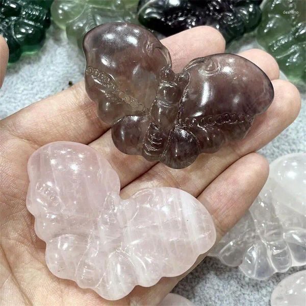 Figuras decorativas Circy de cristal natural Carrina Hada Tallado Angel Stone Crafts Curing Stones Linda decoración Gemstone 2 PCS