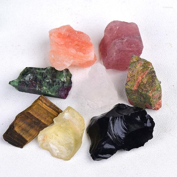 Figuras decorativas Cristal natural Cuarzo Minerales Espécimen Amatista Rosa Forma irregular Piedra de roca en bruto Reiki Curación Decoración del hogar 1 juego